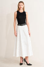 UPTOWN STRIPE WOVEN MDI CIRCLE SKIRT Flying Tomato