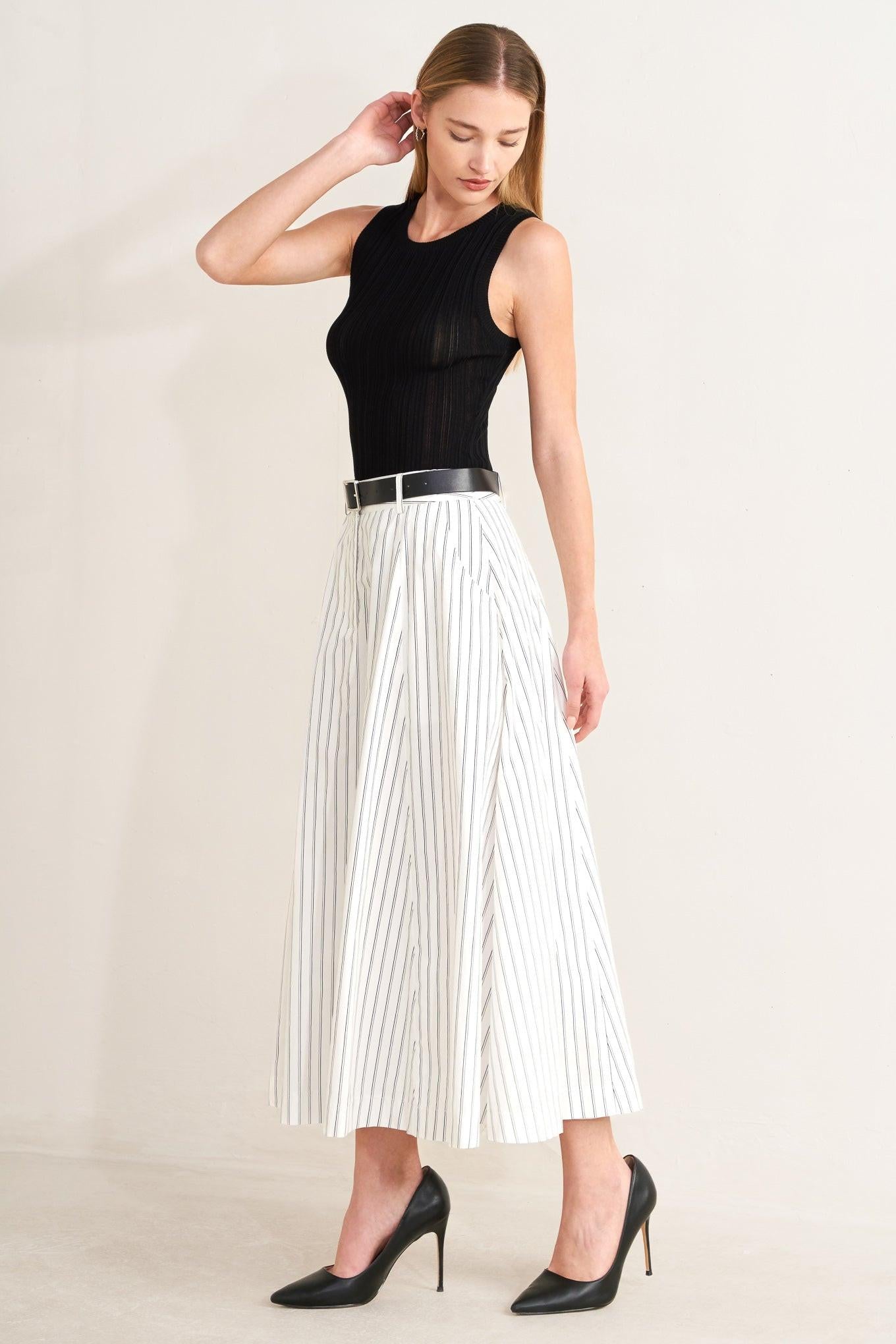 UPTOWN STRIPE WOVEN MDI CIRCLE SKIRT Flying Tomato