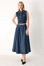 SWEET TALKER DENIM CIRCLE MIDI SKIRT Flying Tomato
