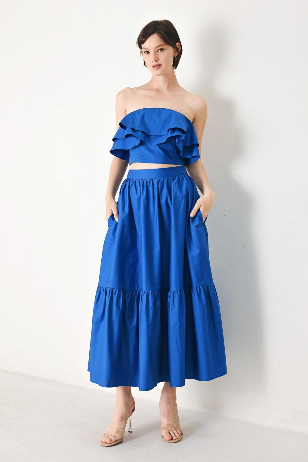 ROYAL FLOW WOVEN MIDI SKIRT Flying Tomato