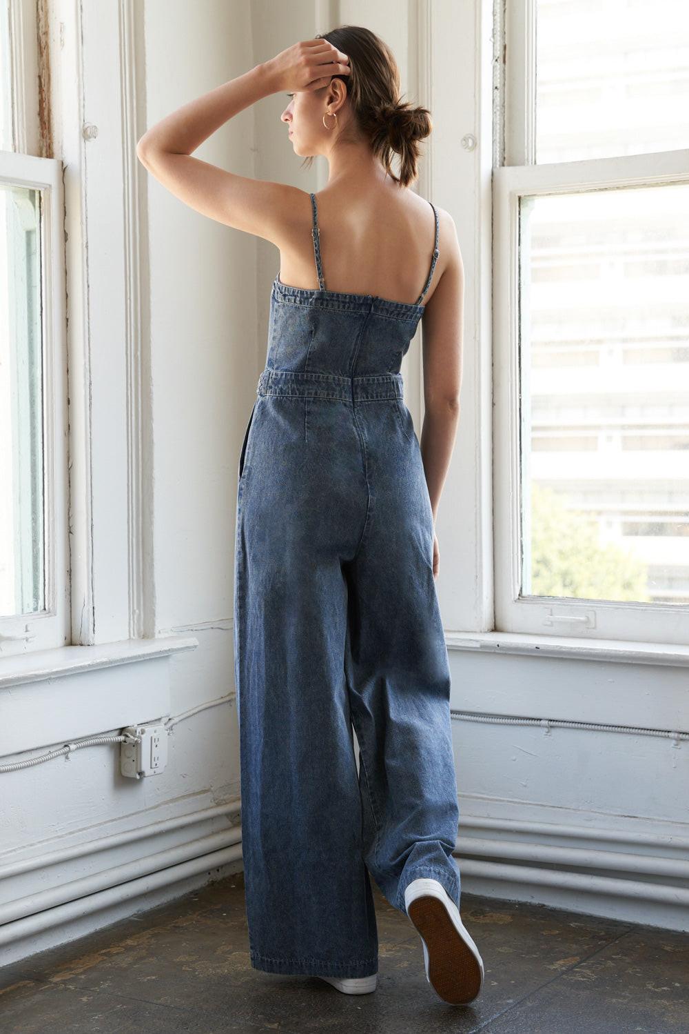 STOLEN GLANCES DENIM JUMPSUIT Flying Tomato
