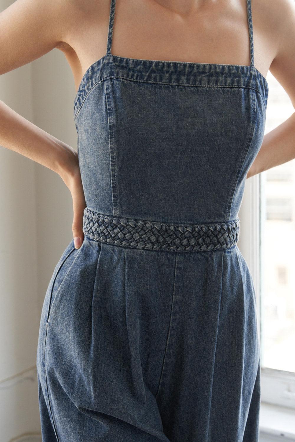 STOLEN GLANCES DENIM JUMPSUIT Flying Tomato