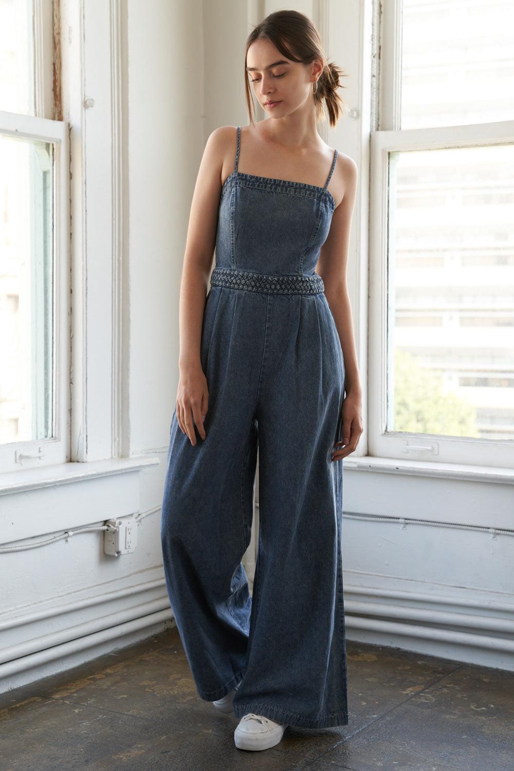 STOLEN GLANCES DENIM JUMPSUIT Flying Tomato