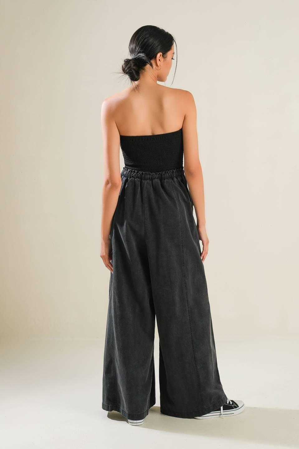 BLACK TEA WITH YOU MIX MEDIA JUMPSUIT Flying Tomato