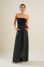 BLACK TEA WITH YOU MIX MEDIA JUMPSUIT Flying Tomato