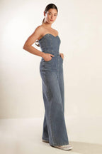 LOOK WHAT WE STARTED DENIM JUNPSUIT Flying Tomato
