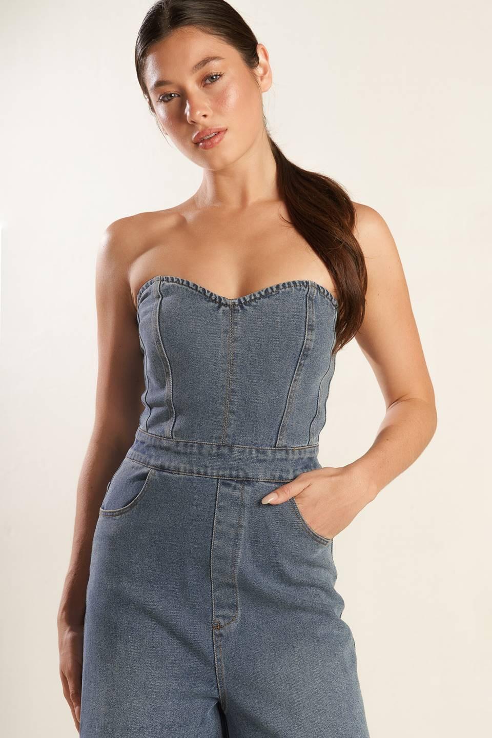 LOOK WHAT WE STARTED DENIM JUNPSUIT Flying Tomato