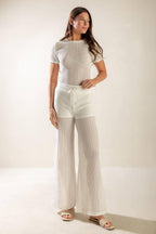 PRESENCE OF LOVE SEMI SHEER KNIT PANTS Flying Tomato