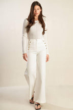 LILY PETAL WHITE WOVEN PANTS Flying Tomato