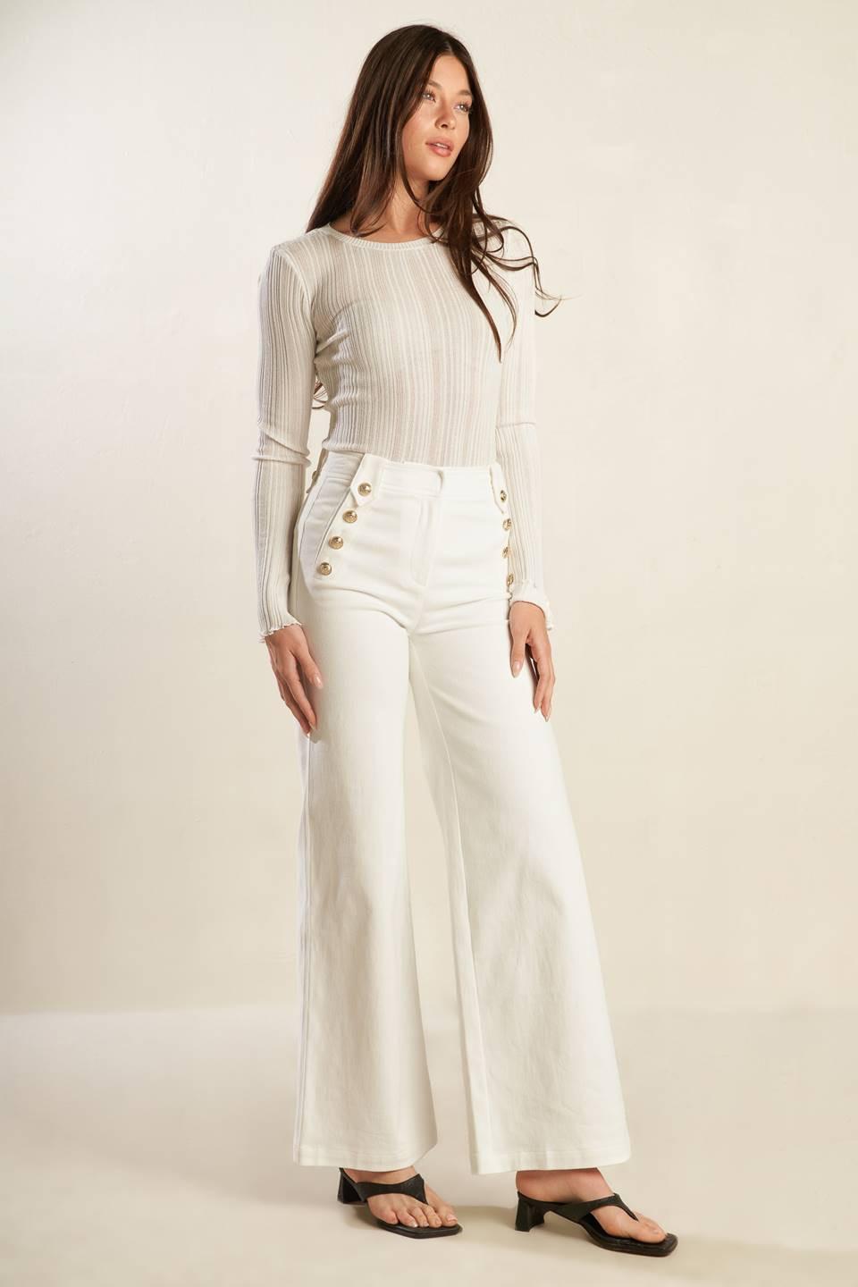 LILY PETAL WHITE WOVEN PANTS Flying Tomato