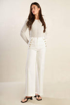 LILY PETAL WHITE WOVEN PANTS Flying Tomato