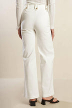 LILY PETAL WHITE WOVEN PANTS Flying Tomato