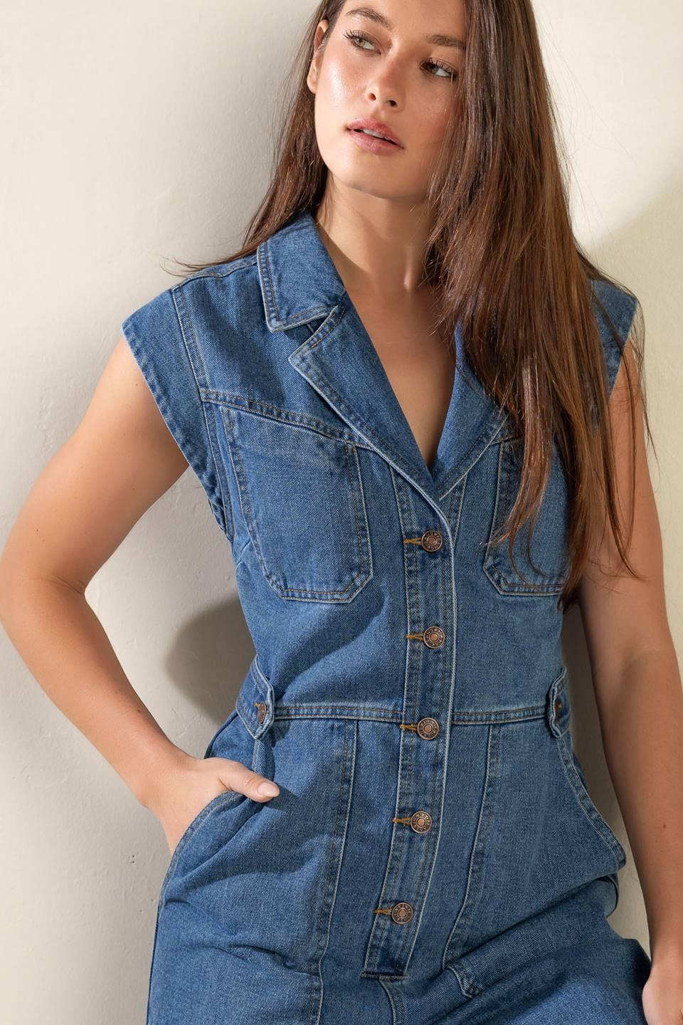 OVER YOU AGAIN DENIM JUMPSUIT Flying Tomato