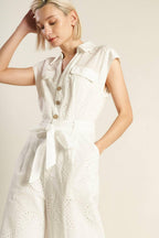 KNOW BETTER WOVEN EYELET JUMPSUIT Flying Tomato
