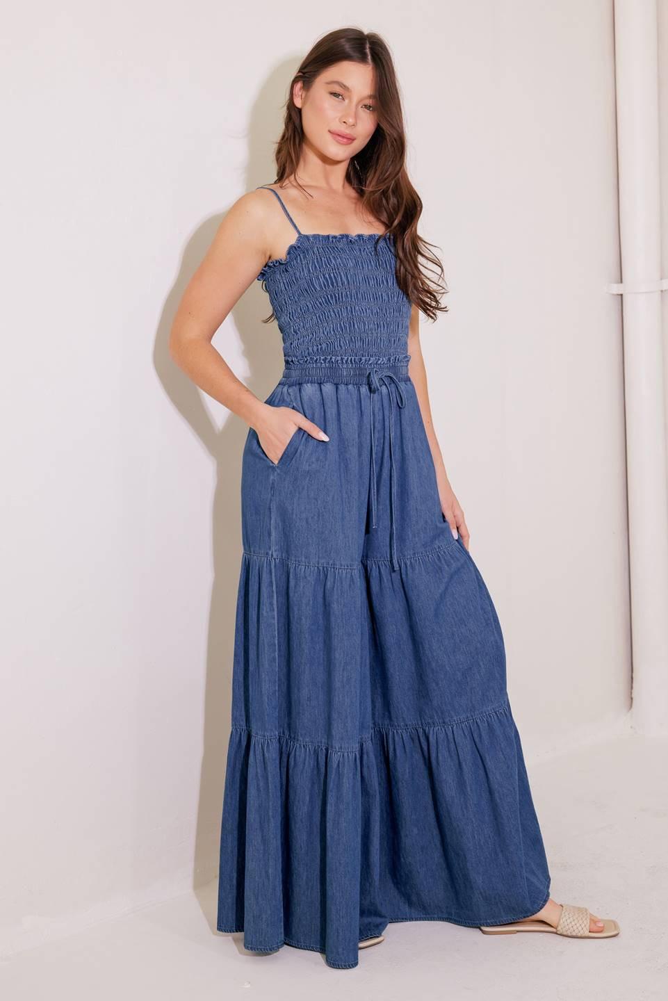 FEELING FREE INDIGO DENIM JUMPSUIT Flying Tomato