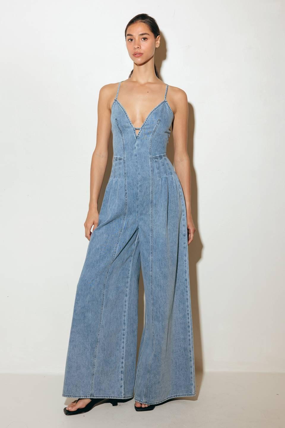 EASED LINE LIGHT DENIM JUMPSUIT Flying Tomato