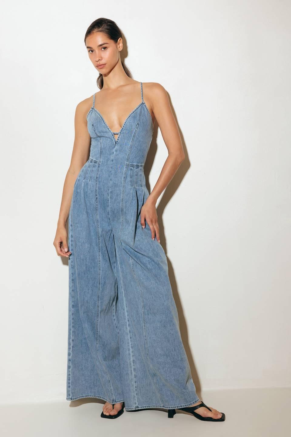 EASED LINE LIGHT DENIM JUMPSUIT Flying Tomato