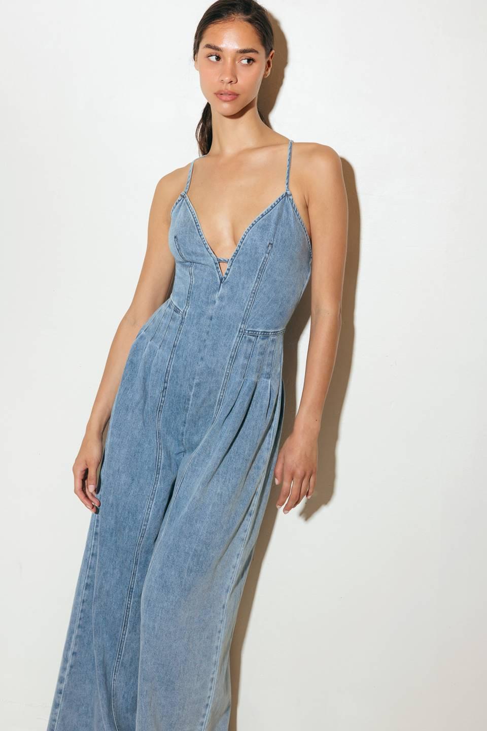 EASED LINE LIGHT DENIM JUMPSUIT Flying Tomato