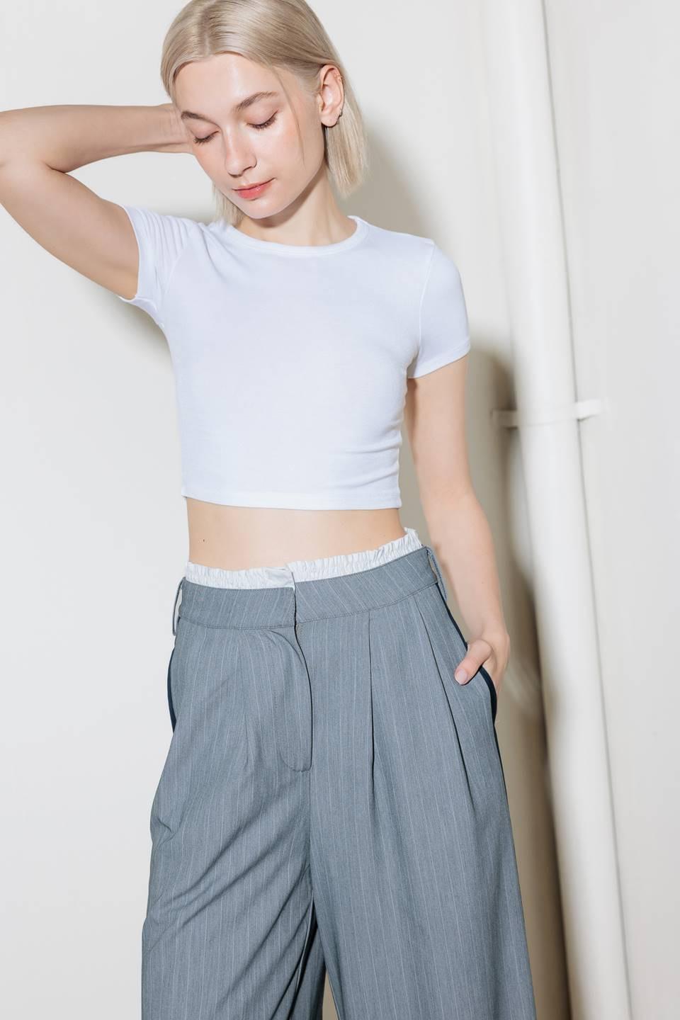 SMILE BRIGHT IN GREY WOVEN PANTS Flying Tomato