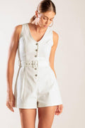 TAKE THE LEAD WHITE WOVEN ROMPER Flying Tomato