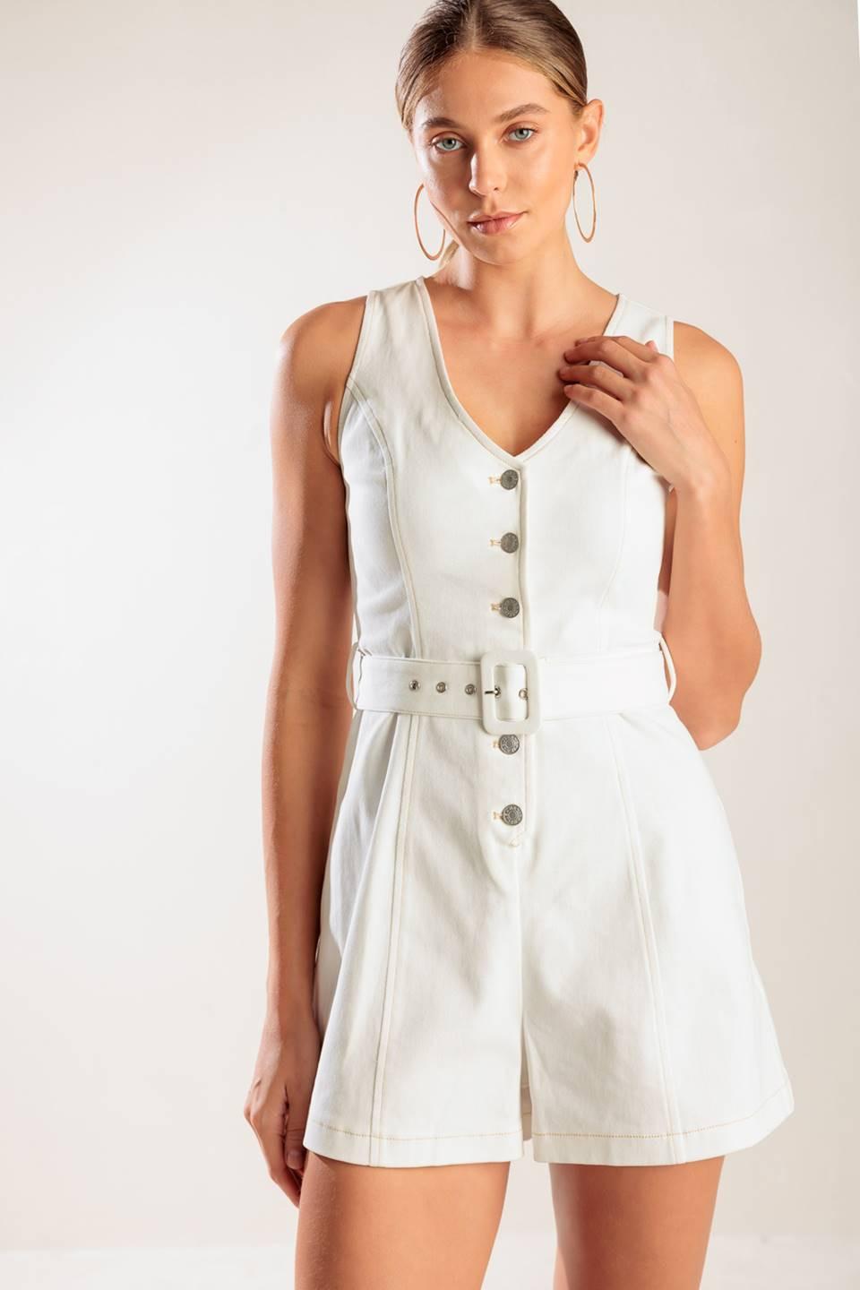 TAKE THE LEAD WHITE WOVEN ROMPER Flying Tomato