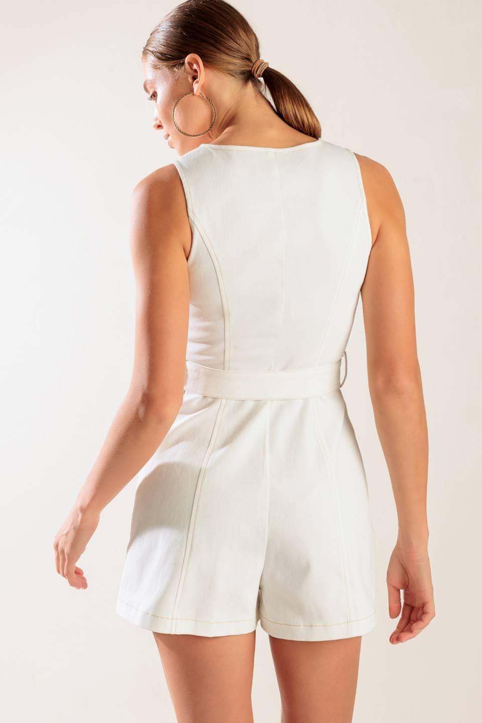 TAKE THE LEAD WHITE WOVEN ROMPER Flying Tomato