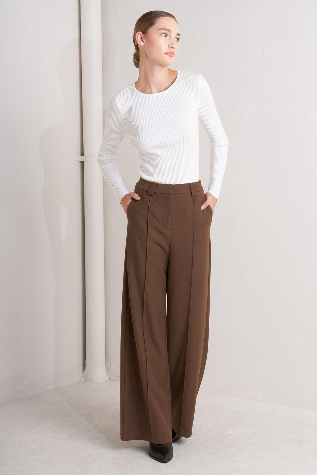 MONDAY FLOW BROWN WOVEN PANTS Flying Tomato