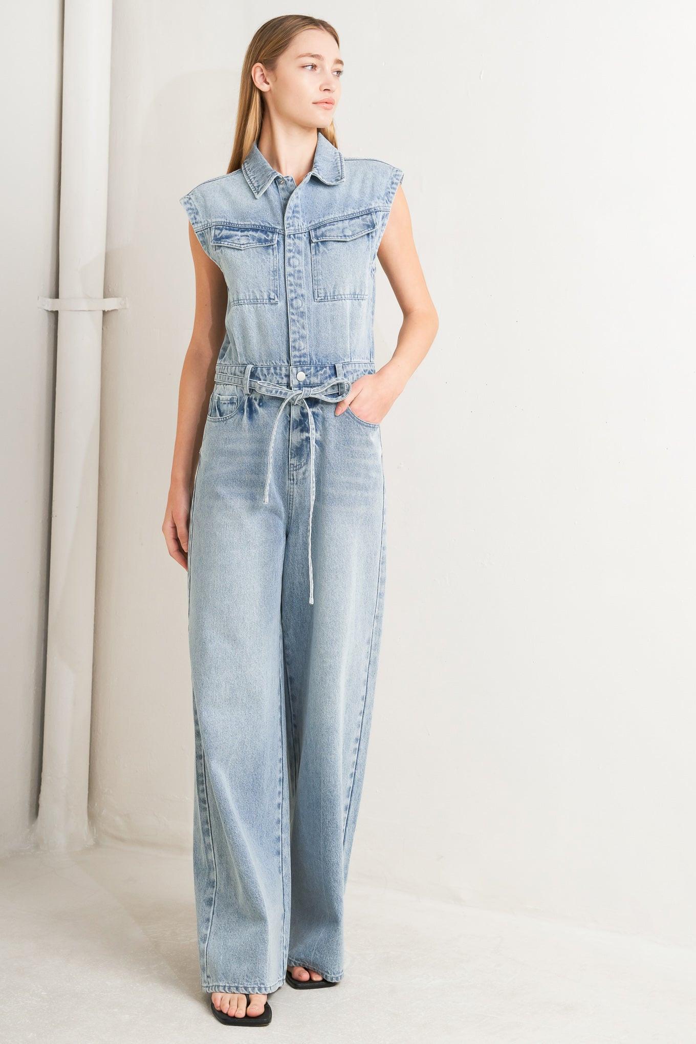 ON MY WAY DENIM JUMPSUIT Flying Tomato
