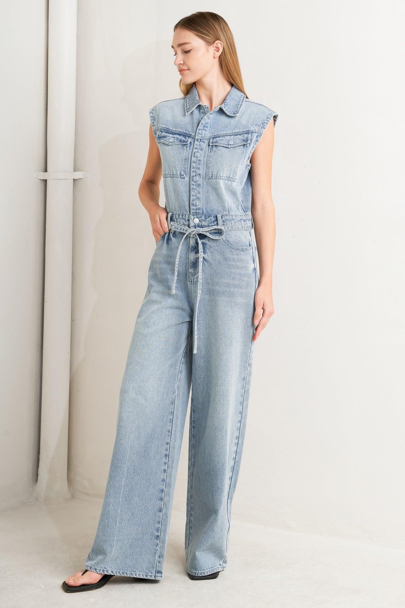 ON MY WAY DENIM JUMPSUIT Flying Tomato