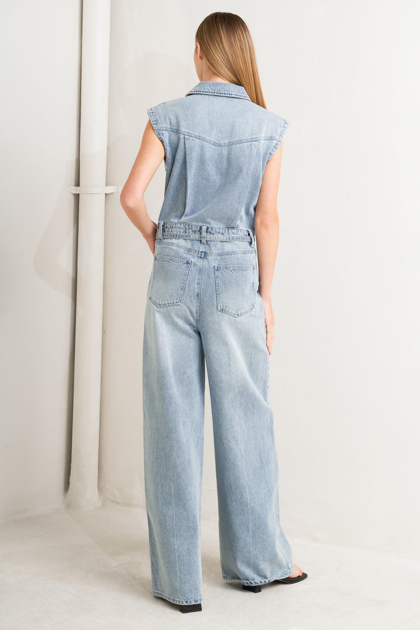 ON MY WAY DENIM JUMPSUIT Flying Tomato