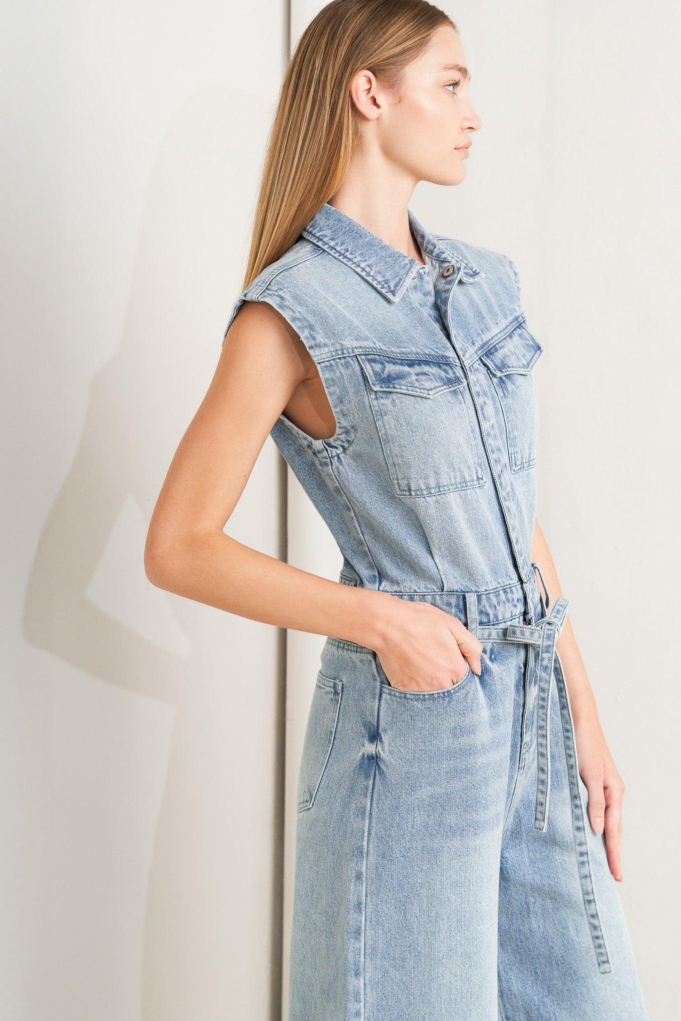 ON MY WAY DENIM JUMPSUIT Flying Tomato