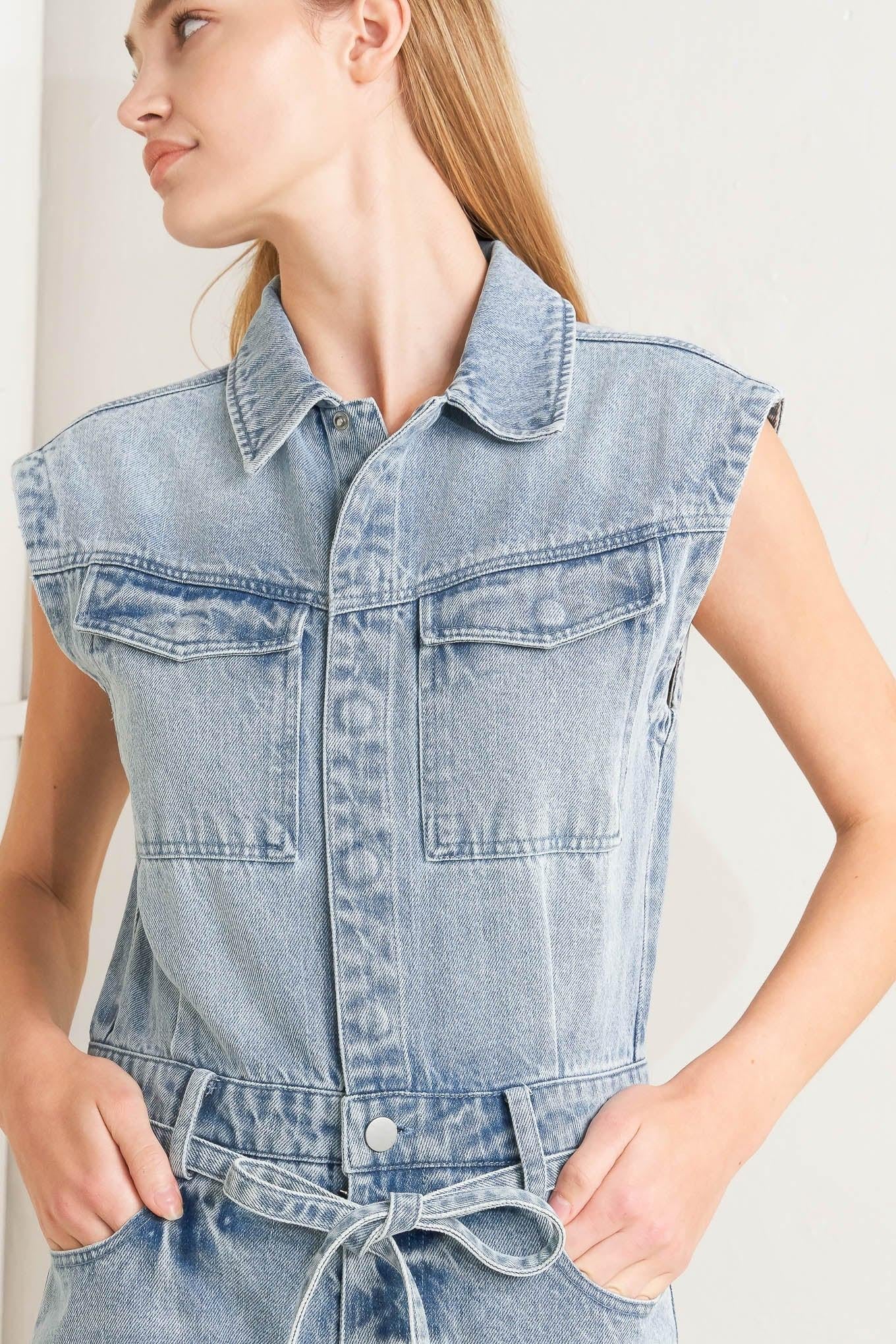 ON MY WAY DENIM JUMPSUIT Flying Tomato
