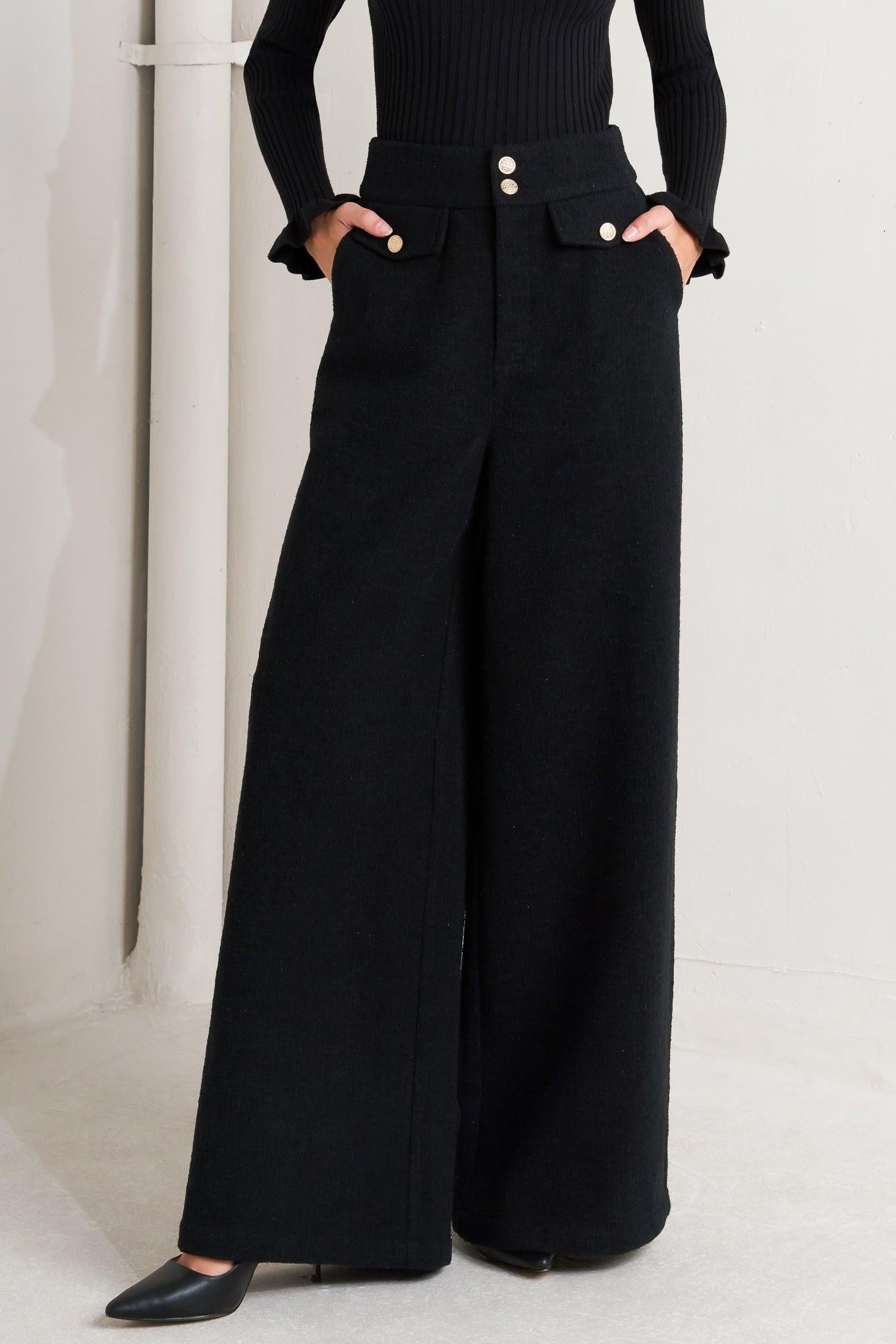 PRESTIGE VOLUME BLACK WOVEN PANTS Flying Tomato