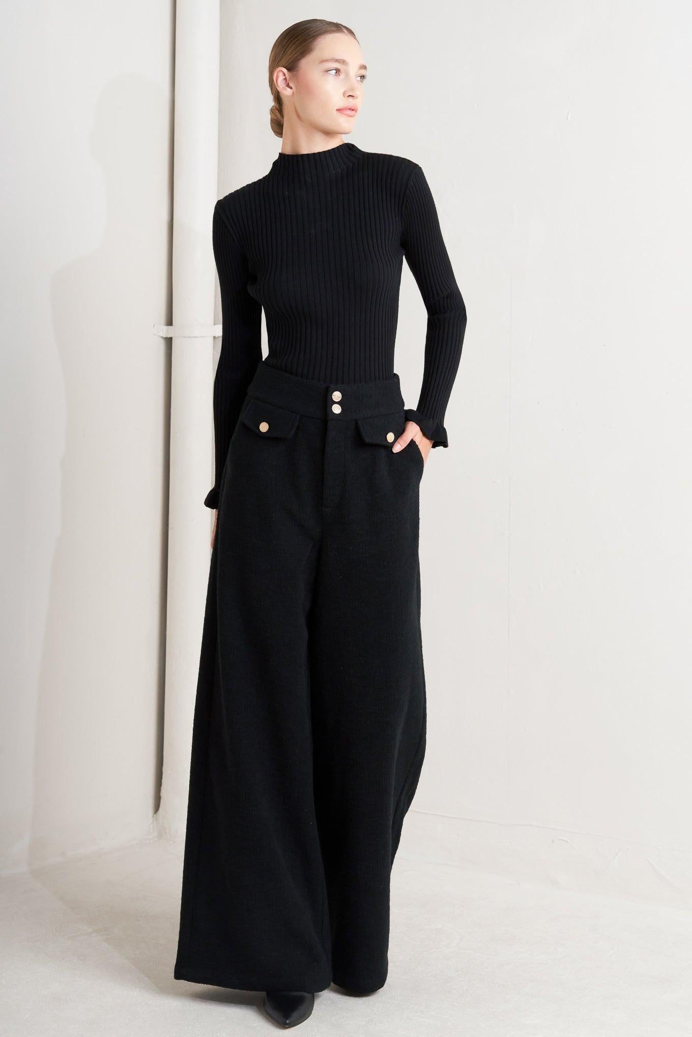 PRESTIGE VOLUME BLACK WOVEN PANTS Flying Tomato