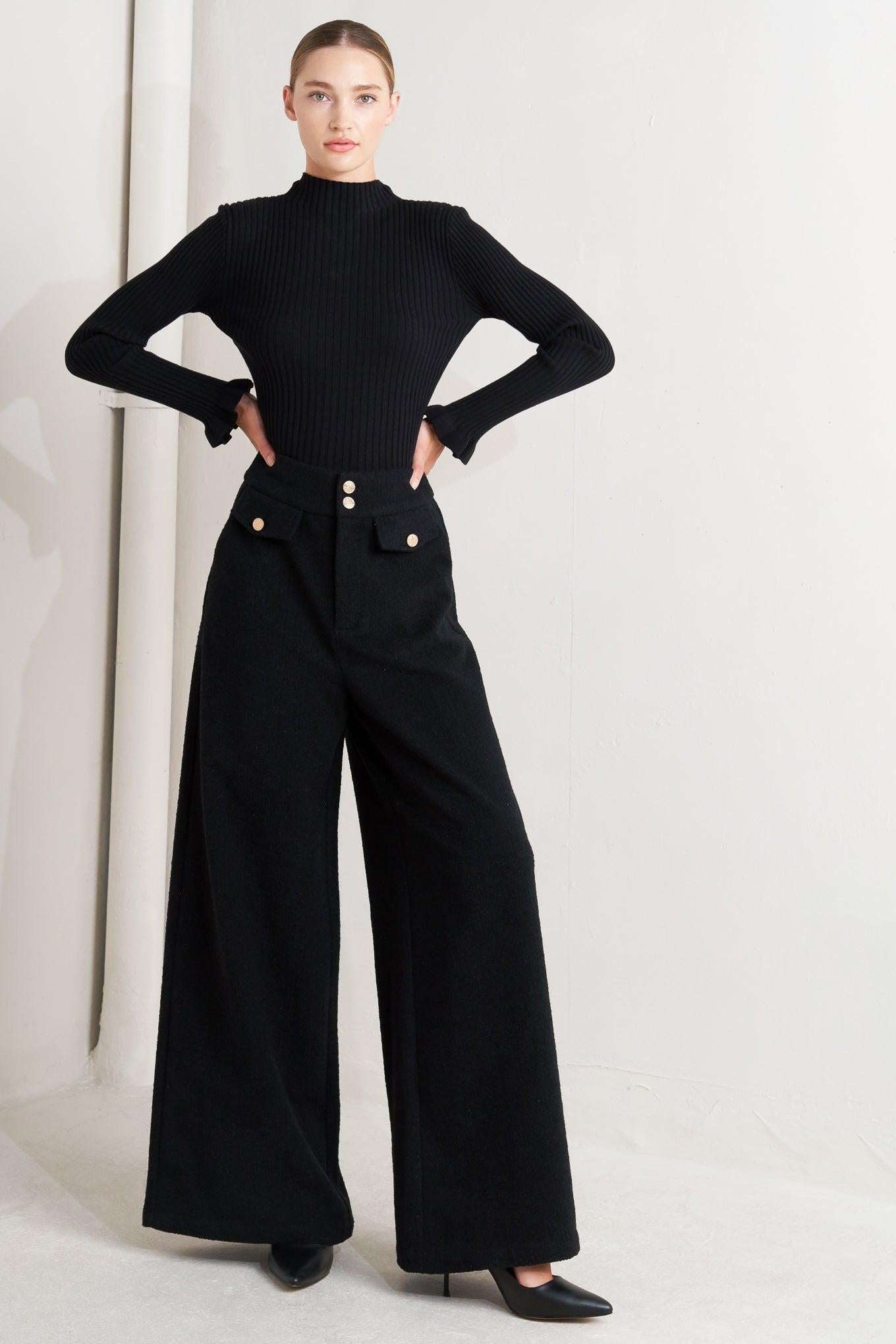 PRESTIGE VOLUME BLACK WOVEN PANTS Flying Tomato