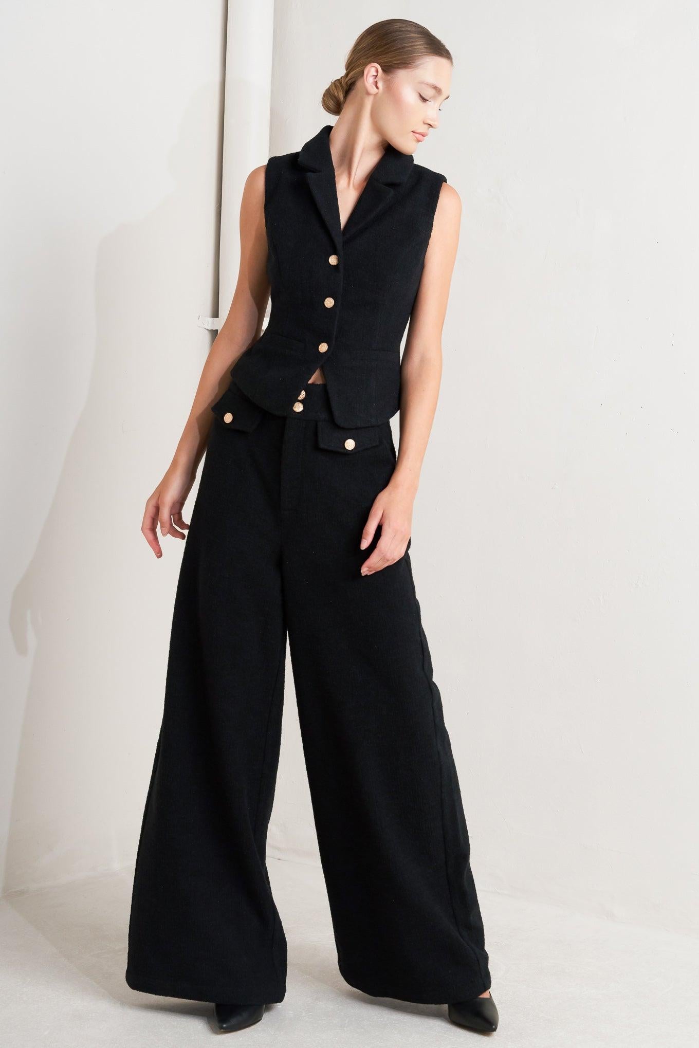 PRESTIGE VOLUME BLACK WOVEN PANTS Flying Tomato