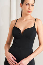 PRISTINE EDGE BLACK WOVEN JUMPSUIT Flying Tomato