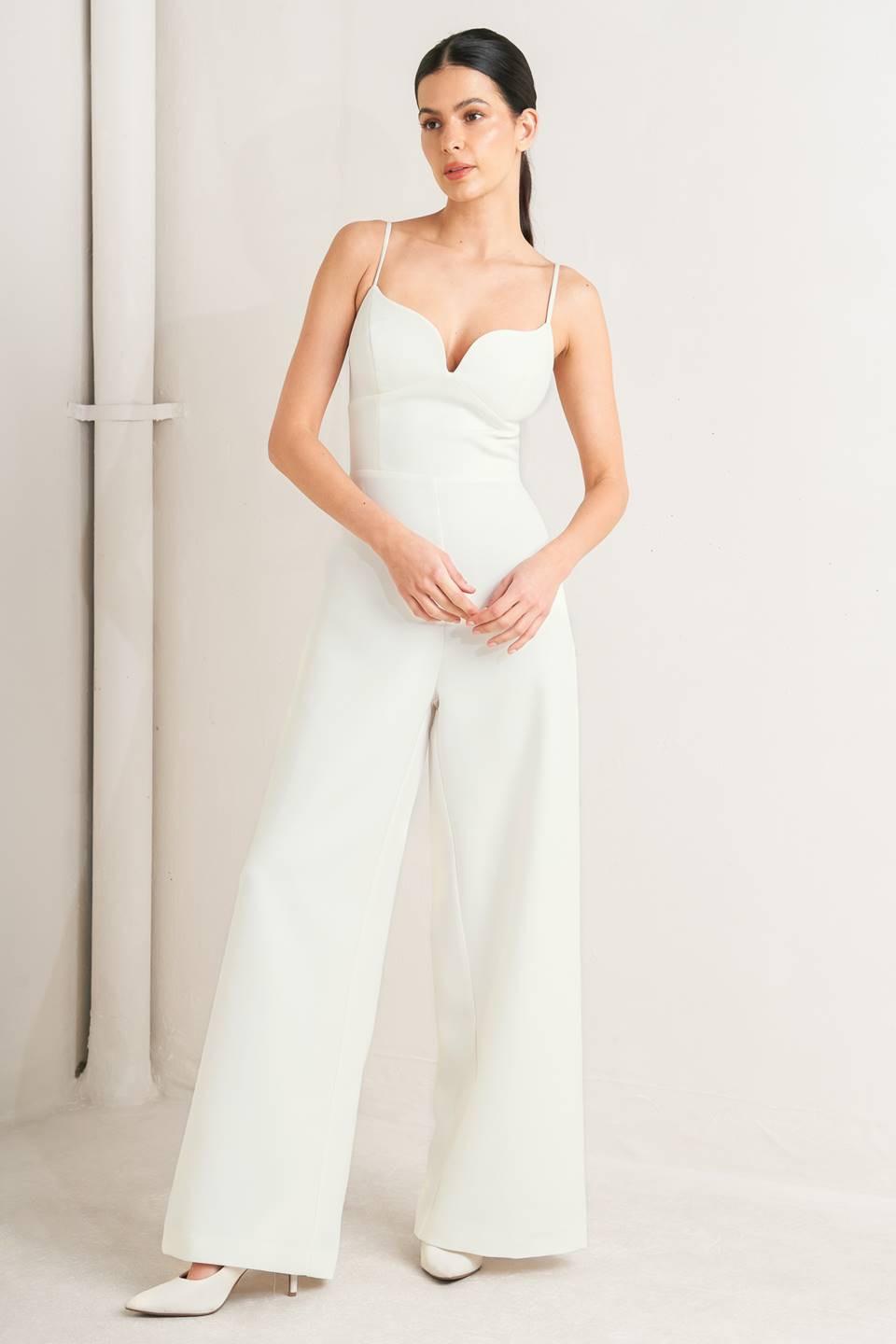 PRISTINE EDGE OFF WHITE WOVEN JUMPSUIT Flying Tomato
