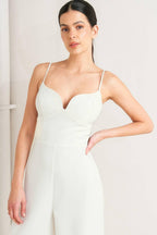 PRISTINE EDGE OFF WHITE WOVEN JUMPSUIT Flying Tomato