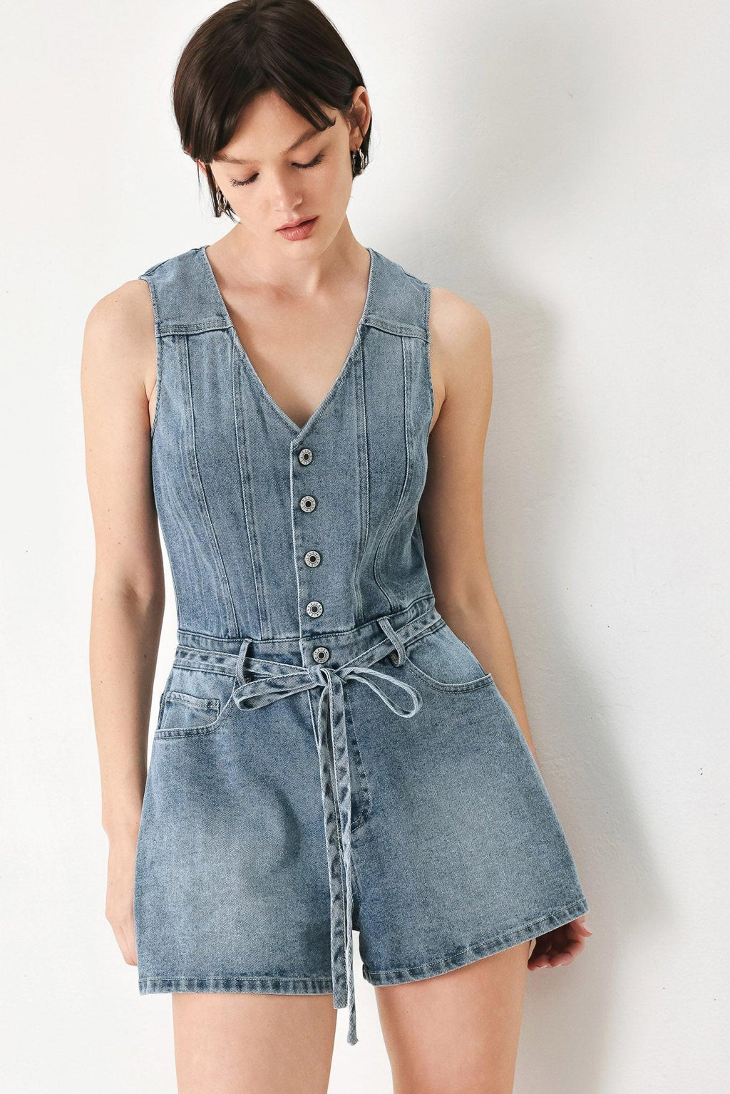 RELAXED CHIC DENIM ROMPER Flying Tomato