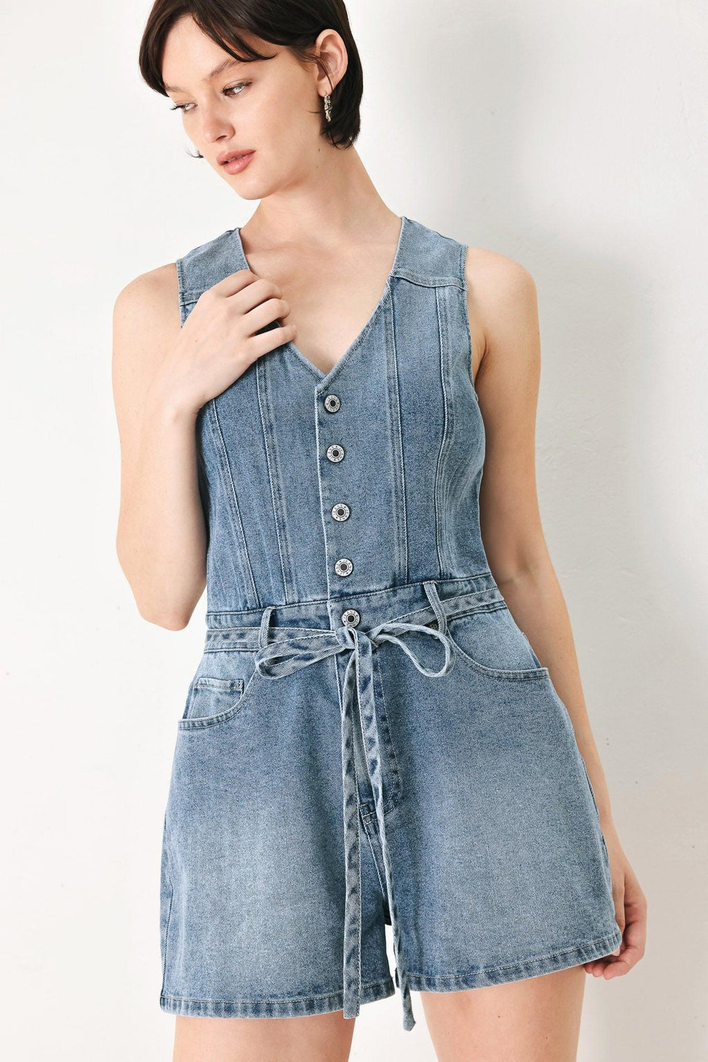RELAXED CHIC DENIM ROMPER Flying Tomato