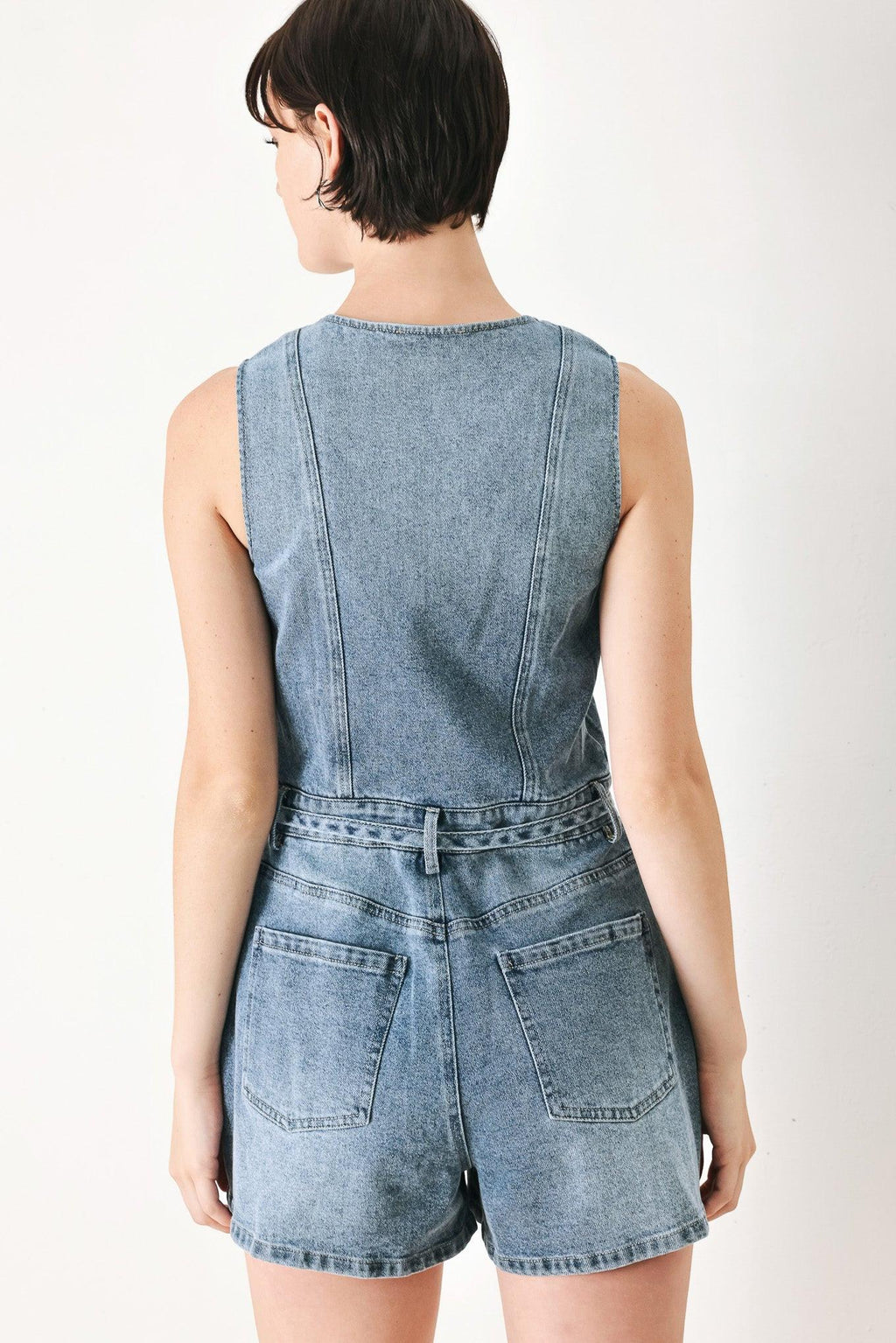 RELAXED CHIC DENIM ROMPER Flying Tomato