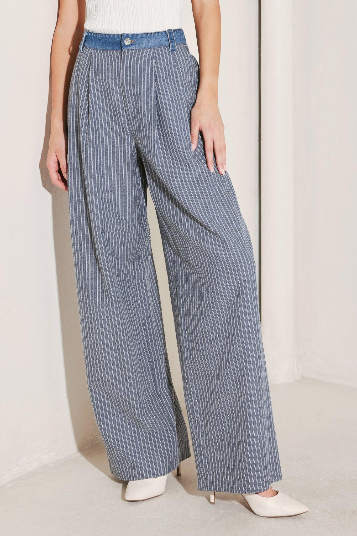 MARINA PINSTRIPE WOVEN SEERSUCKER PANTS Flying Tomato