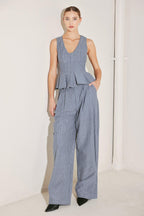 MARINA PINSTRIPE WOVEN SEERSUCKER PANTS Flying Tomato