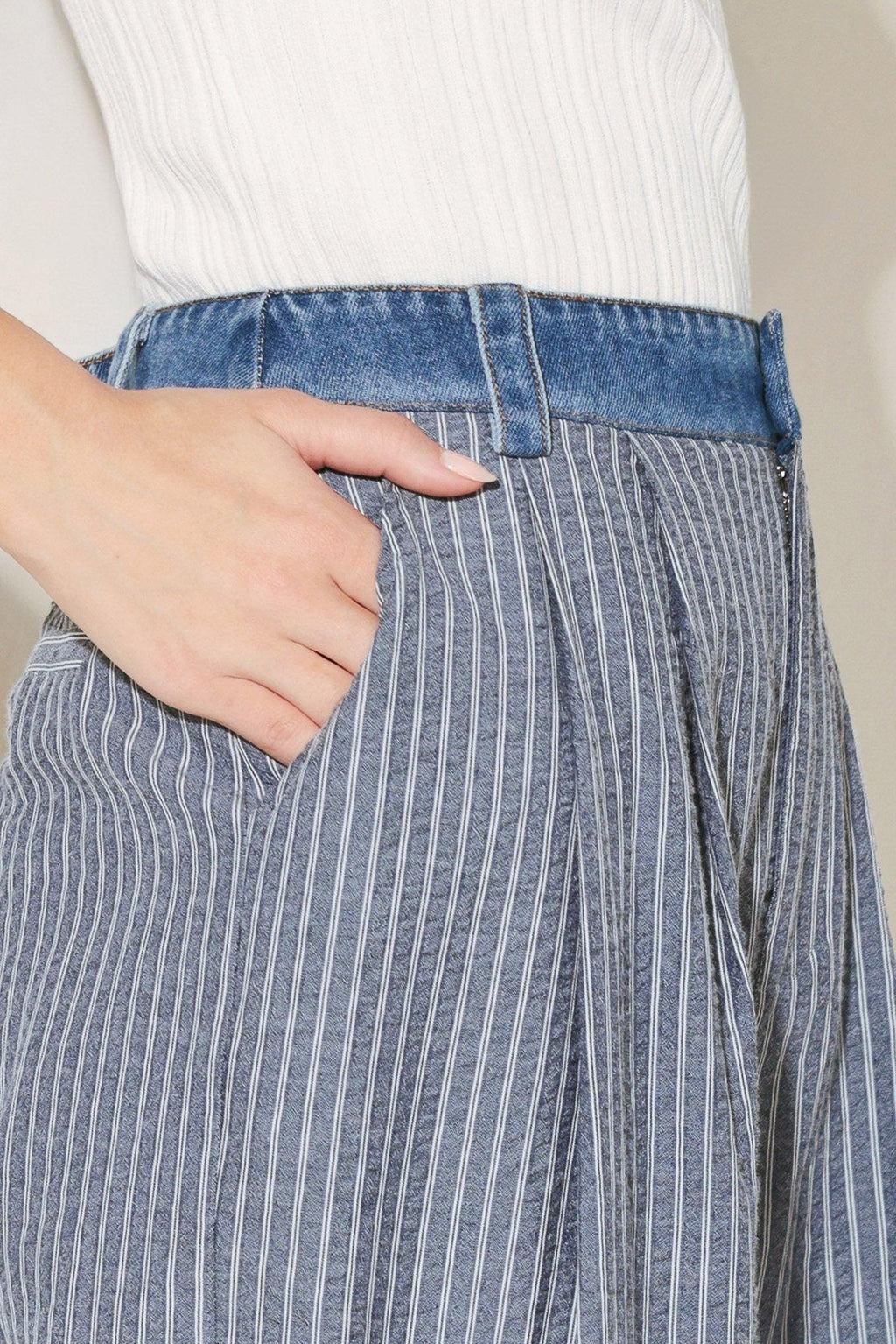 MARINA PINSTRIPE WOVEN SEERSUCKER PANTS Flying Tomato