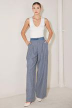 MARINA PINSTRIPE WOVEN SEERSUCKER PANTS Flying Tomato