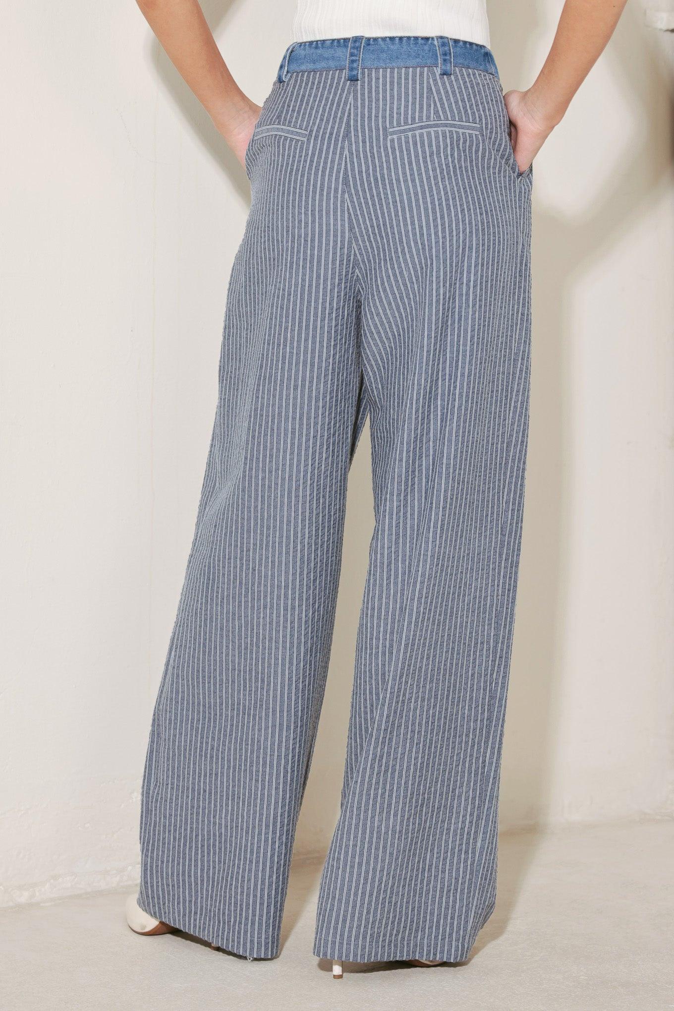 MARINA PINSTRIPE WOVEN SEERSUCKER PANTS Flying Tomato