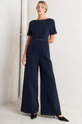FOREVER FLATTERING NAVY WOVEN JUMPSUIT Flying Tomato