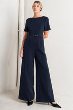 FOREVER FLATTERING NAVY WOVEN JUMPSUIT Flying Tomato