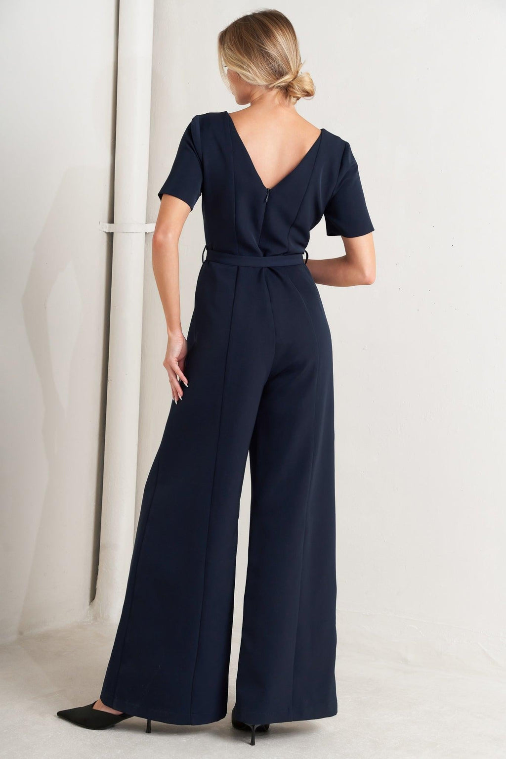 FOREVER FLATTERING NAVY WOVEN JUMPSUIT Flying Tomato